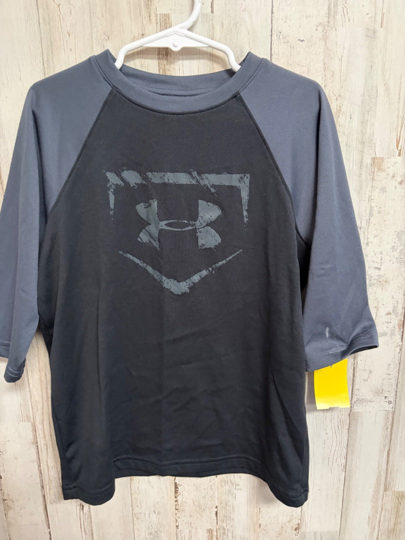 GREY UNDER ARMOUR LOGO RAGLAN, BOYS 8