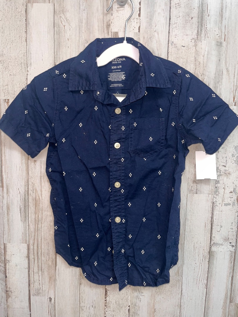 NAVY ARIZONA PRINTED BUTTON UP, BOY 4/5
