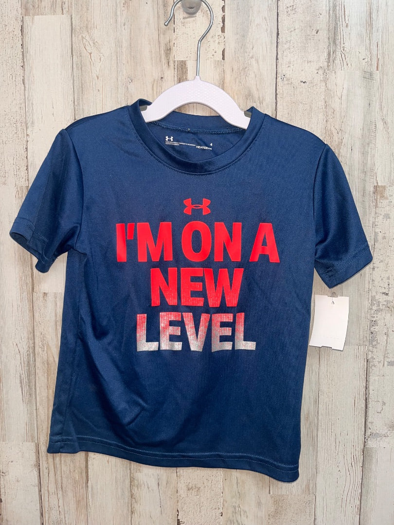 NAVY UNDER ARMOUR NEW LEVEL DRY FIT TEE, BOY 4