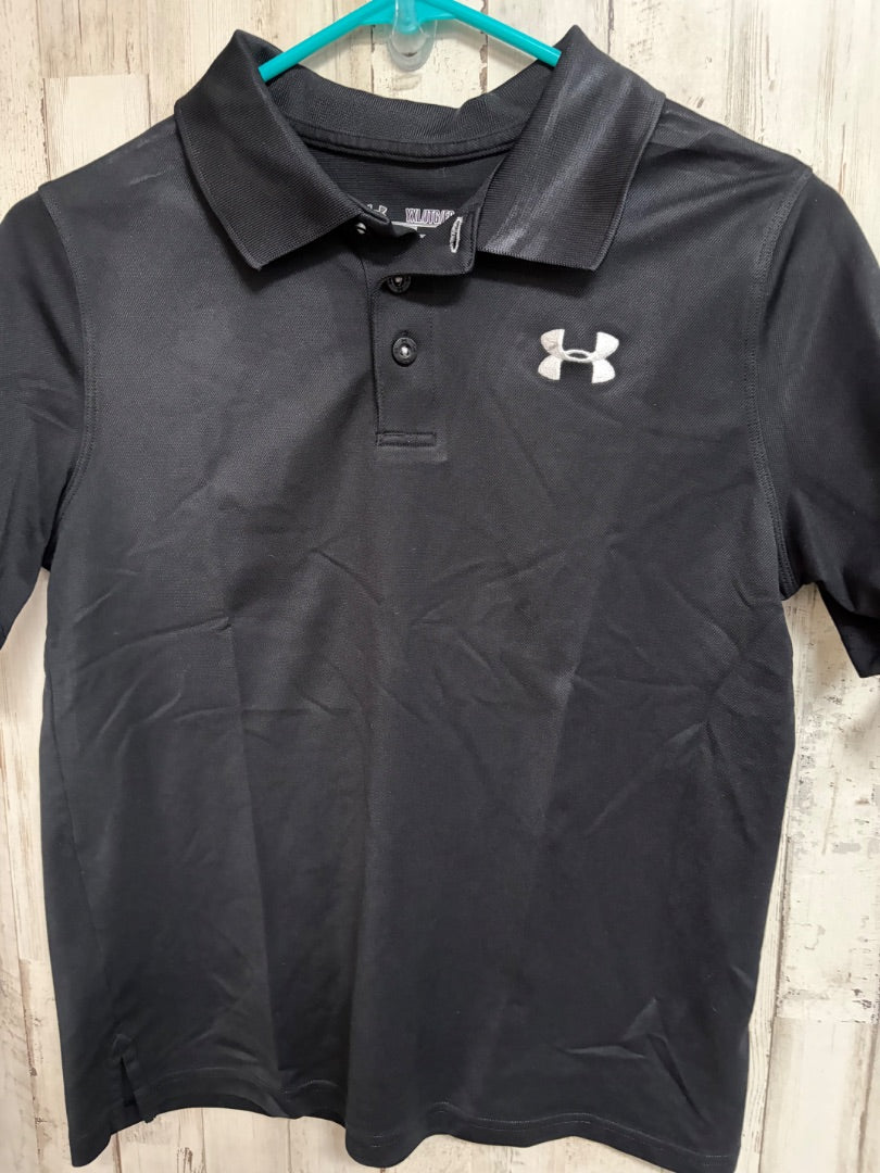 BLACK UNDER ARMOUR LOGO POLO, BOYS 18/20