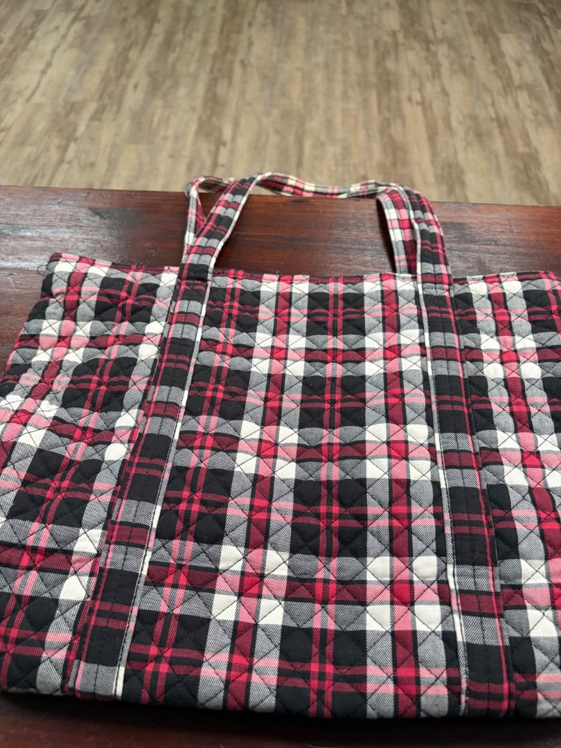 RED VERA BRADLEY PLAID QUILTED LARGE TOTE