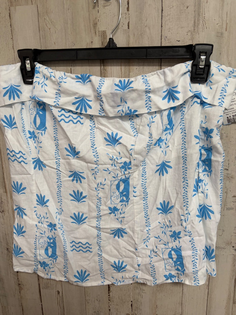 WHITE/BLUE WILD FABLE FLORAL STRAPLESS TOP, LADIES XL