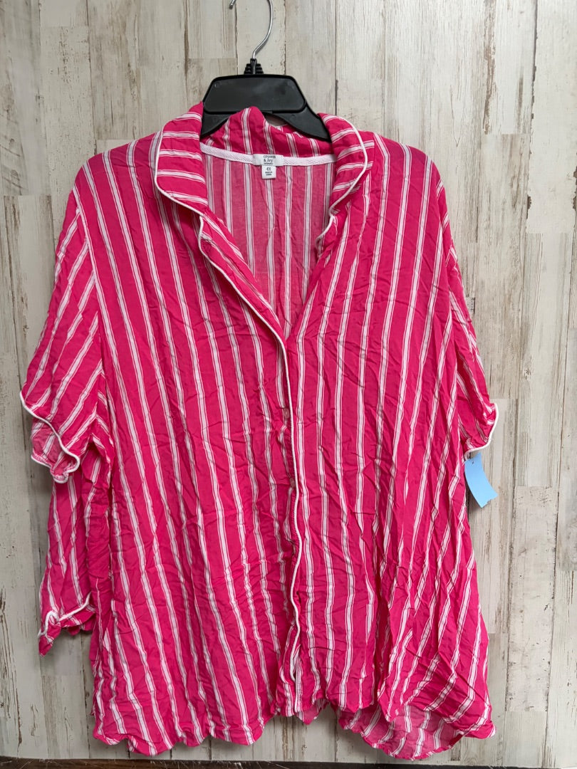 PINK CROWN & IVY STRIPE 2PC PJ SET, LADIES 4X