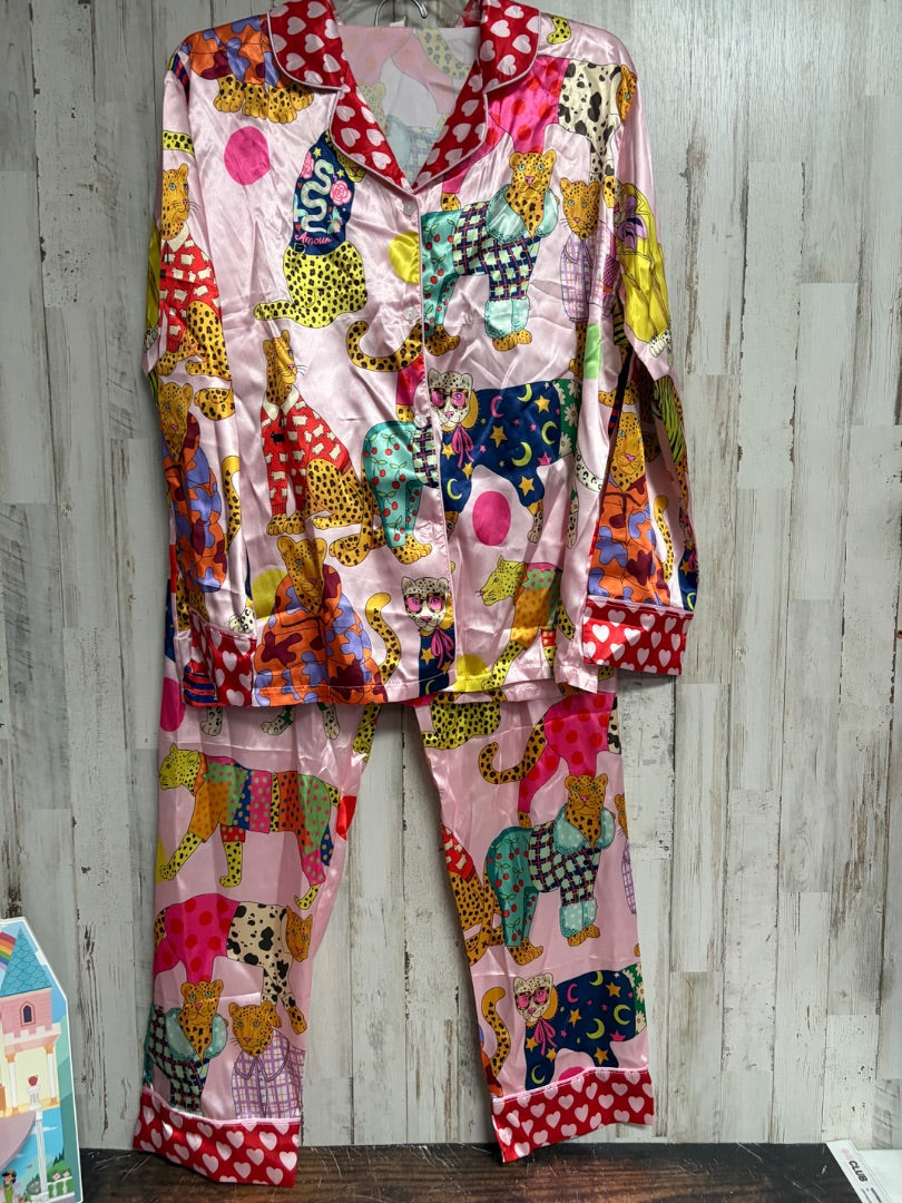 PINK CHEETAH PJS, LADIES L
