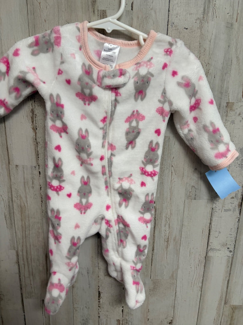 WHITE LITTLE BEGINNINGS SOFT BUNNY SLEEPER, GIRL 0-3M