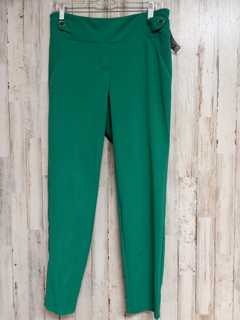 GREEN SOHO PULL ON BUTTON PANTS, LADIES M