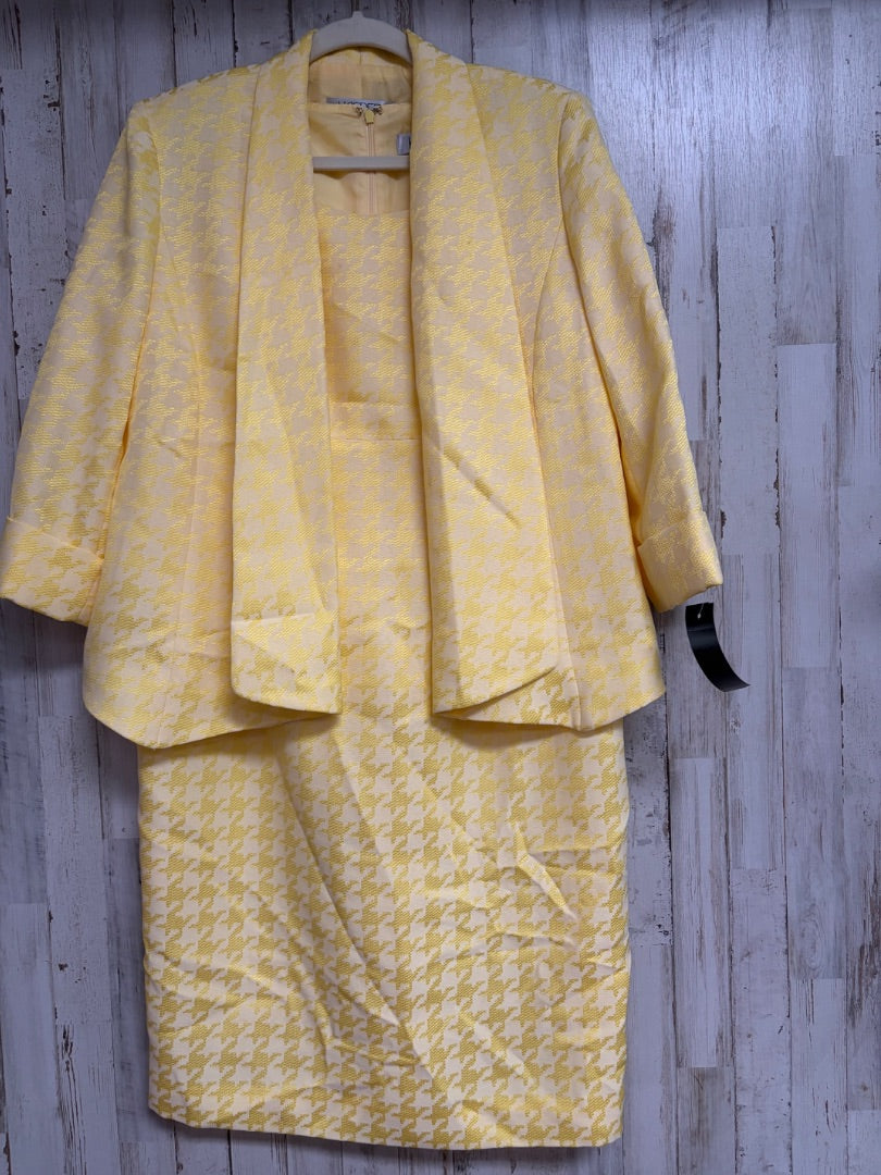 YELLOW KASPER SZ 10 HOUNDSTOOTH DRESS/BLAZER, LADIES L