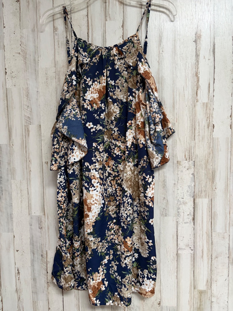 NAVY SHEIN FLORAL COLD SHOULDER DRESS, LADIES XL