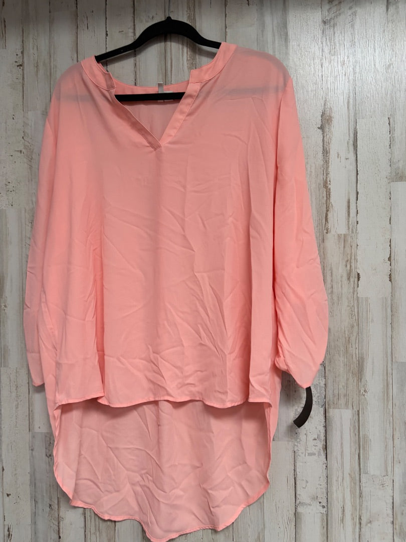 PEACH CATO SHEER V NECK TOP, LADIES XL