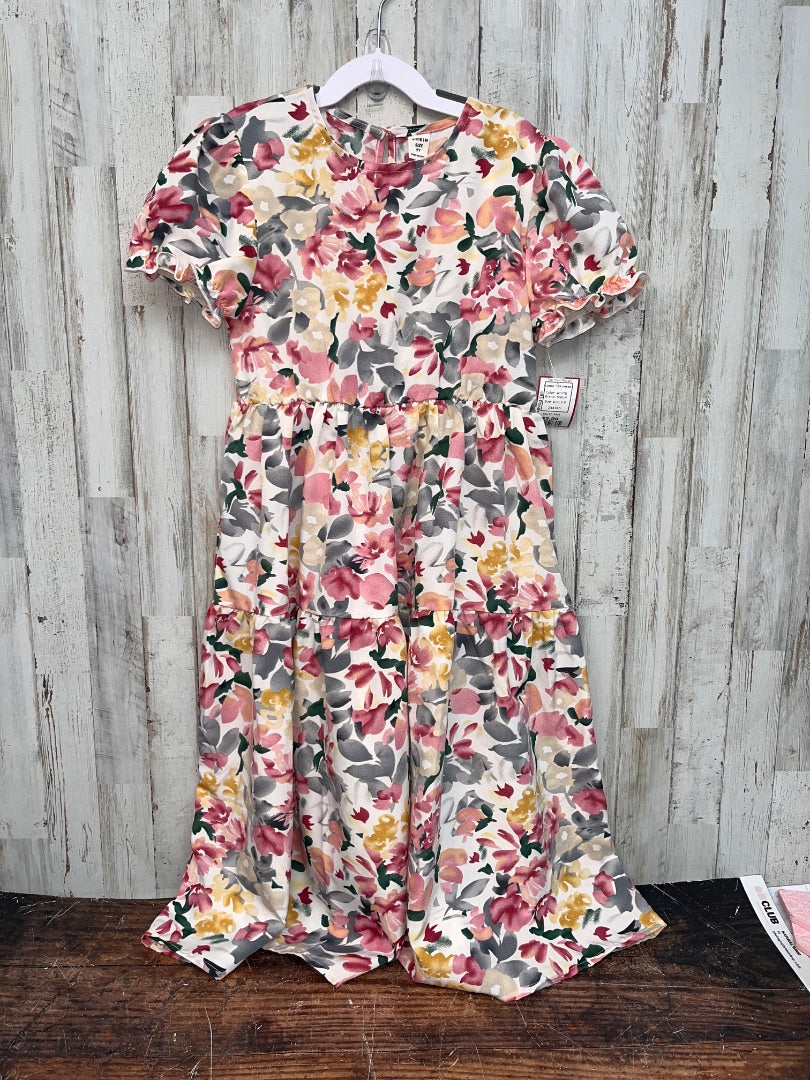WHITE SHEIN FLORAL TIER DRESS, GIRLS 9
