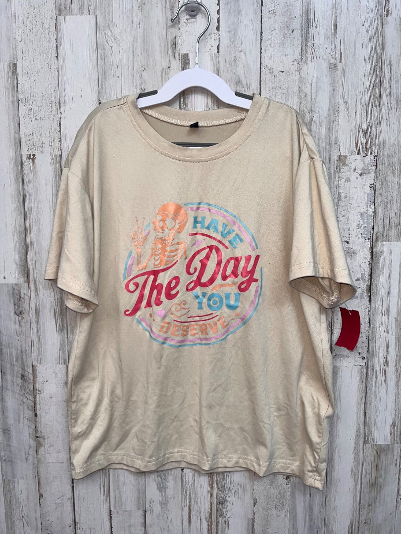 BEIGE SHEIN SKELETON TEE, GIRLS 10