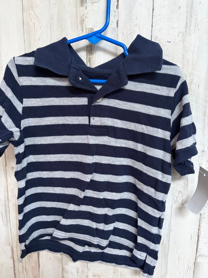 GREY/NAVY CHILDRENS PLACE STRIPE POLO, BOY 3T