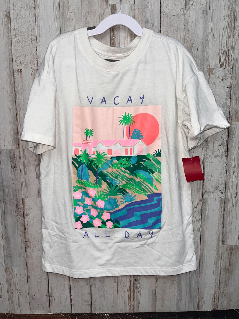 WHITE CAT & JACK VACAY MODE TEE, GIRLS 10/12