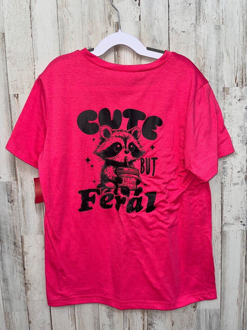HOT PINK SHEIN RACOON TEE, GIRLS 11