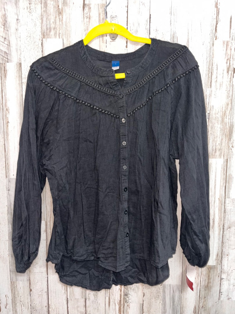 CHARCOAL OLD NAVY LINEN BUTTON UP, LADIES S