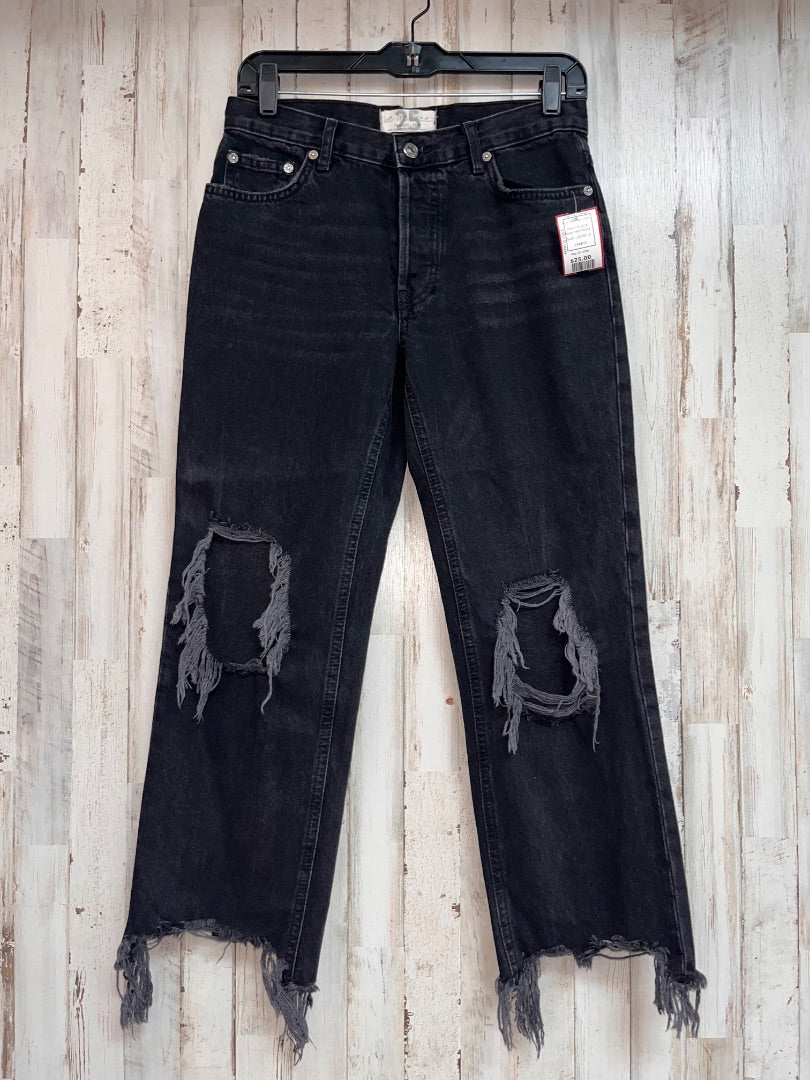 BLACK FREE PEOPLE SZ 25 DISTRESSED JEANS, LADIES S