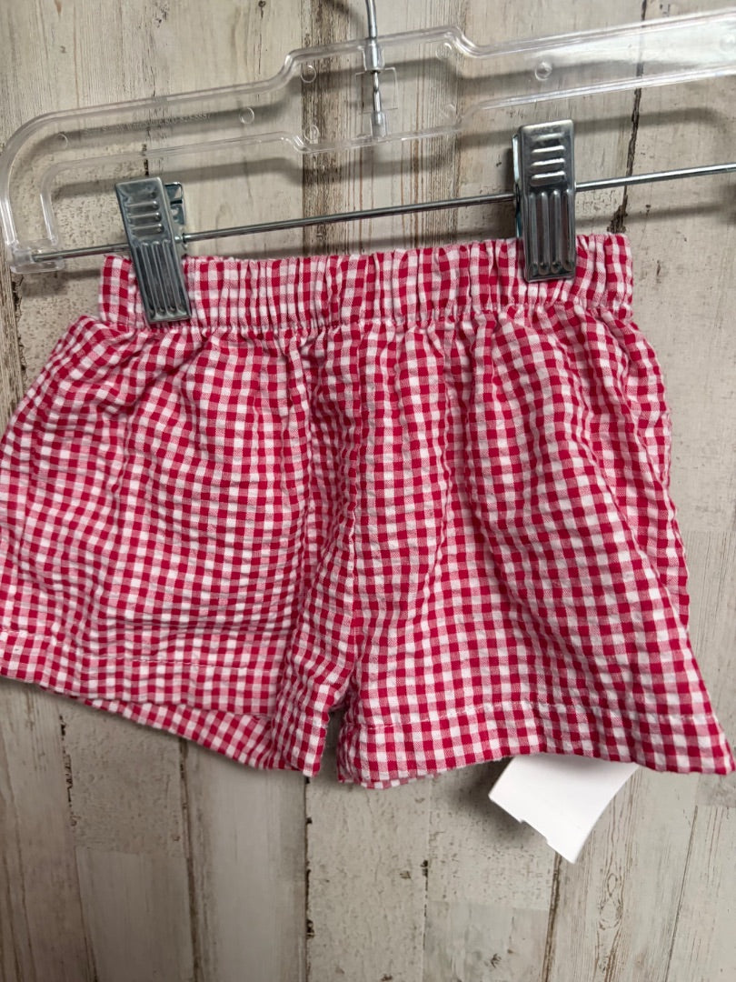 RED/WHITE BB BLANKE PLAID SHORTS, BOYS 12M