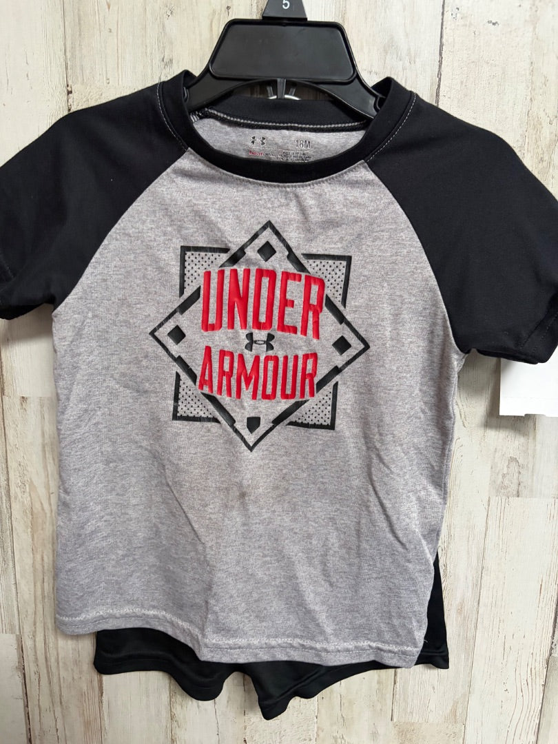 GREY/BLACK UNDER ARMOUR LOGO 2PC SET, BOYS 18M