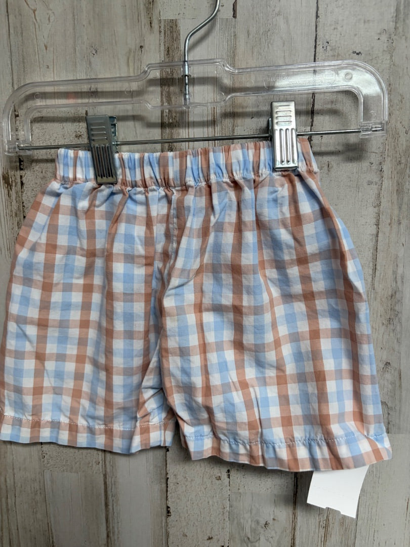 TAN/BLUE BOUTIQUE PLAID SHORTS, BOYS 18M