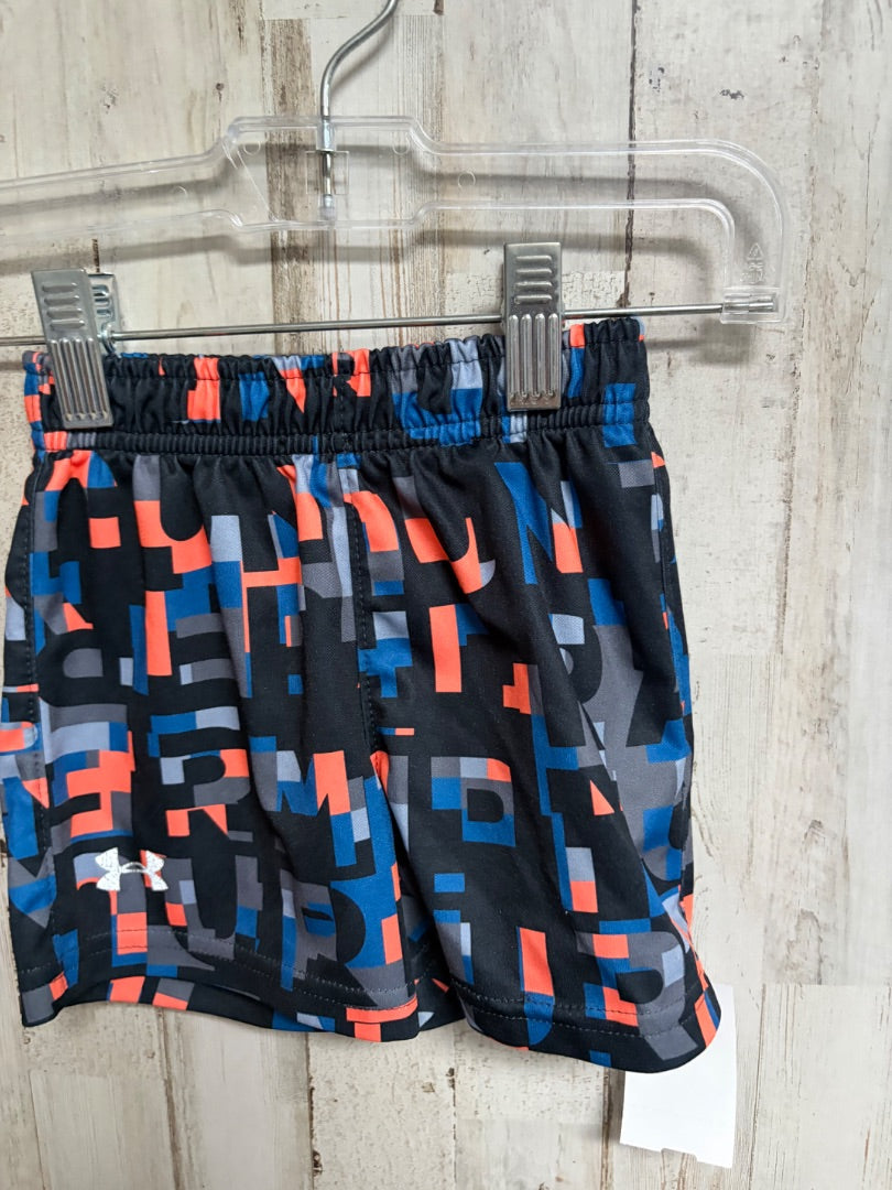BLACK/ORANGE UNDER ARMOUR PRINTED ATHLETIC SHORTS, BOYS 18M