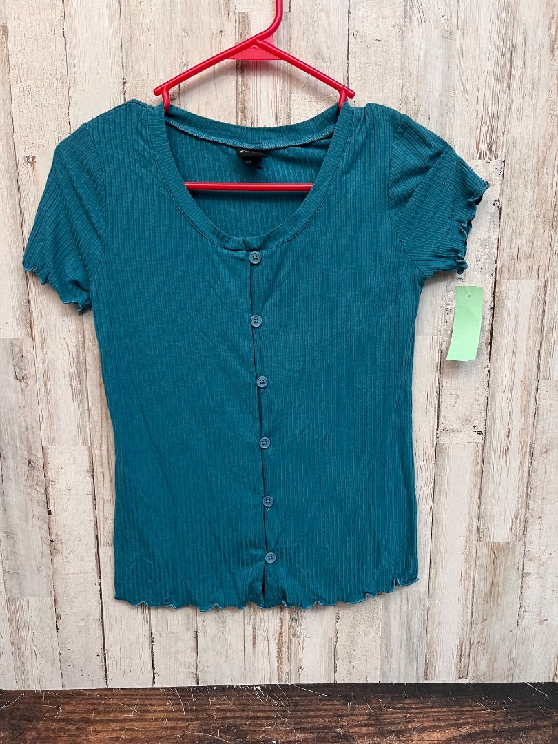TEAL ART CLASS RIBBED BUTTON TEE, GIRL 10/12