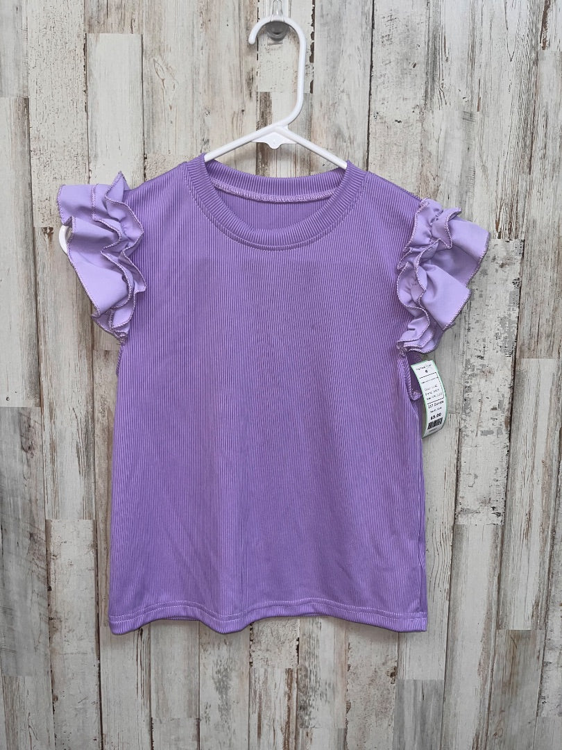 LILAC SHEIN RIBBED RUFFLE SLEEVE TEE, GIRL 11/12
