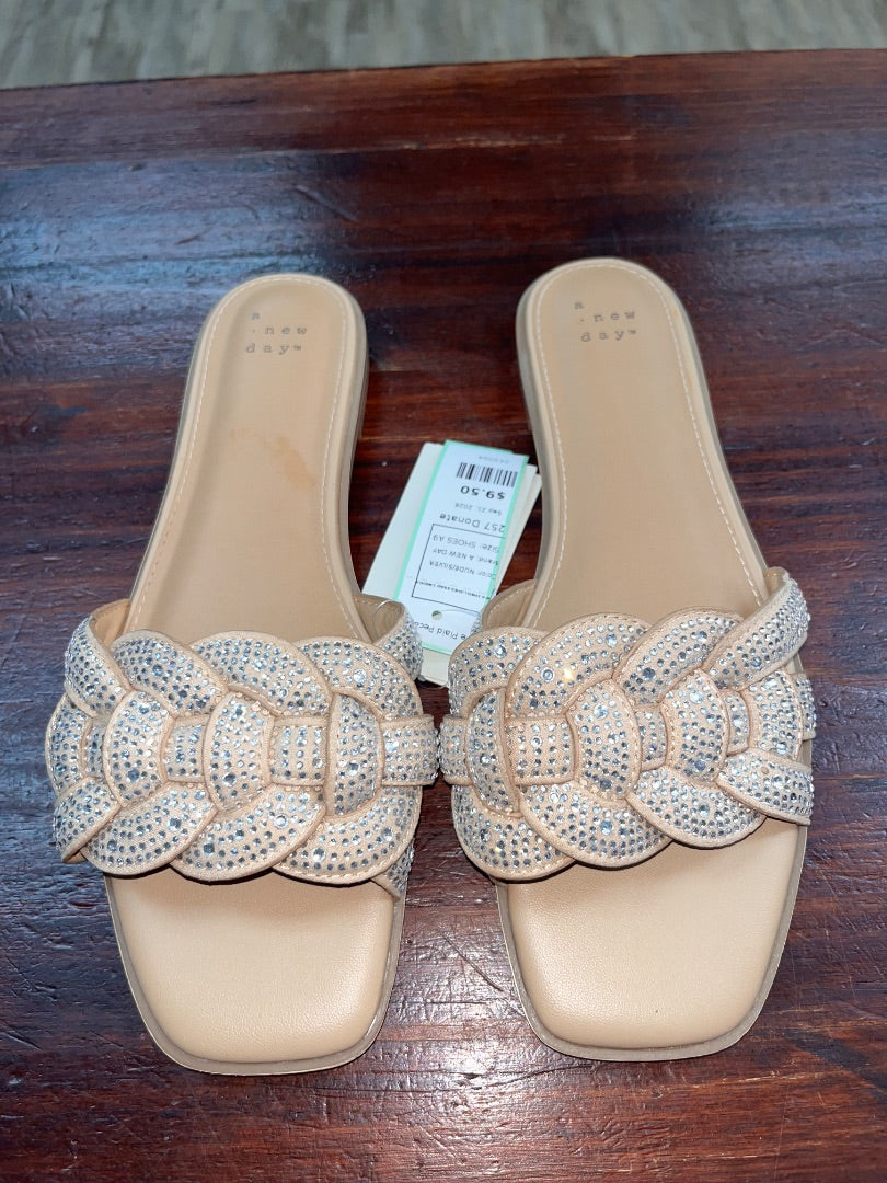 NUDE/SILVER A NEW DAY NEW EMBELLISHED BRAID SANDALS, SHOES A9