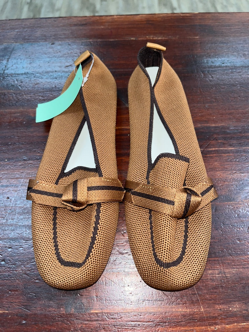 BROWN SLIP ON STRETCH BOW SHOES, SHOES A9