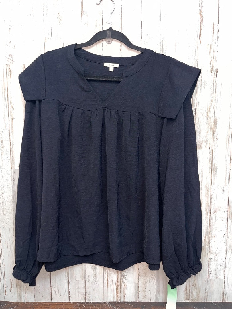 BLACK JODIFL FLOWY V NECK BLOUSE, LADIES L