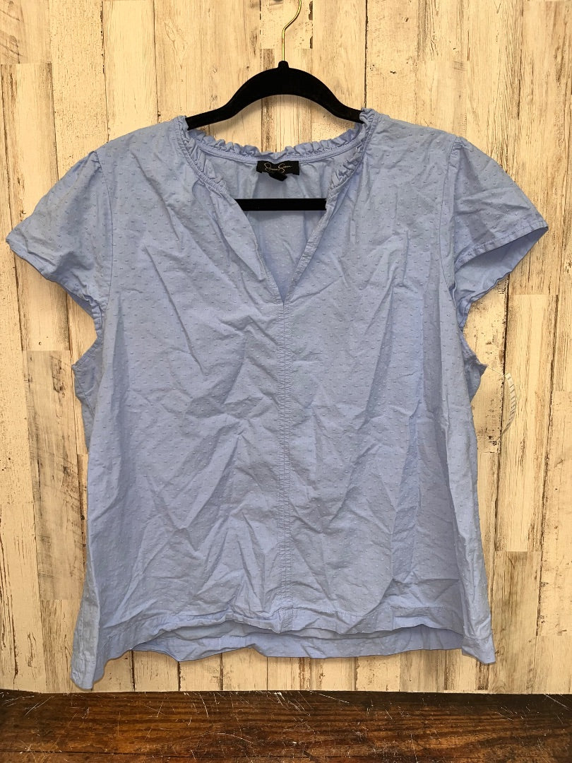 BLUSH BLUE JESSICA SIMPSON PUFF DOT BLOUSE, LADIES XL