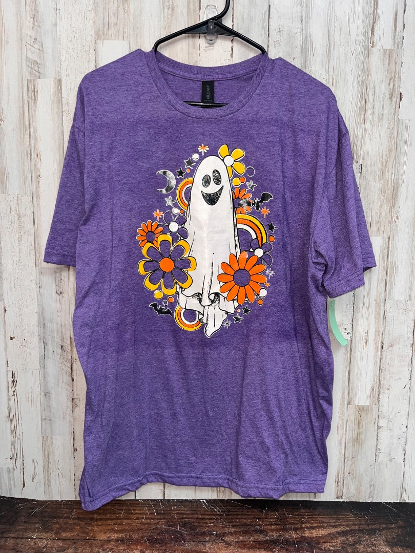 PURPLE GILDAN RETRO GHOST TEE, LADIES XL