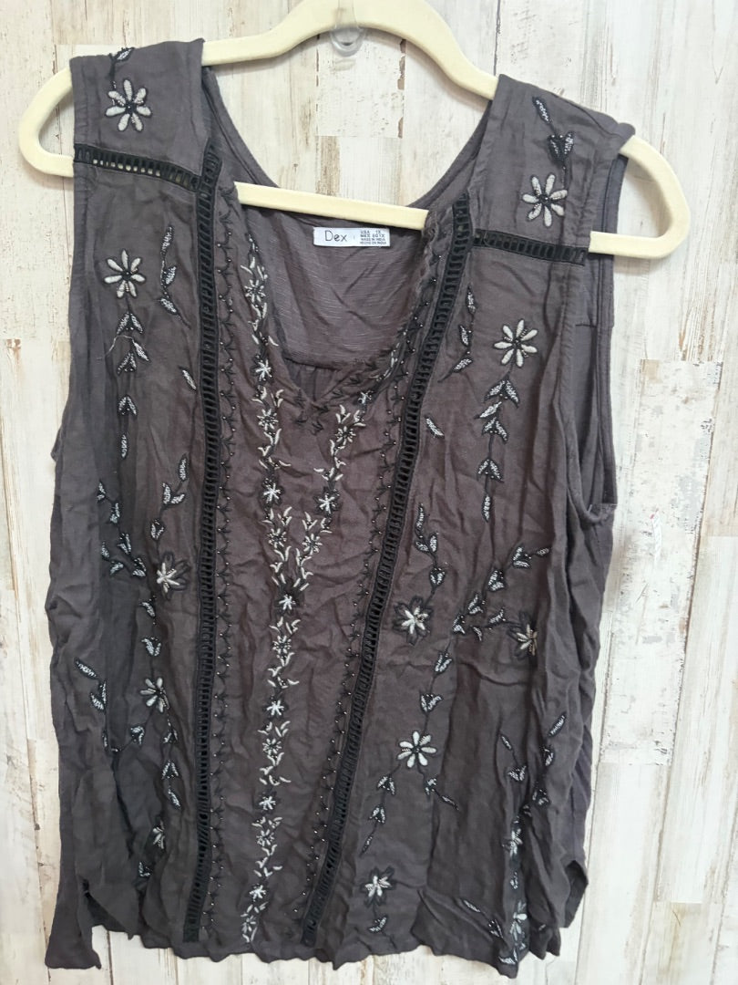 GREY DEX FLORAL EMBROIDERED TANK, LADIES XL