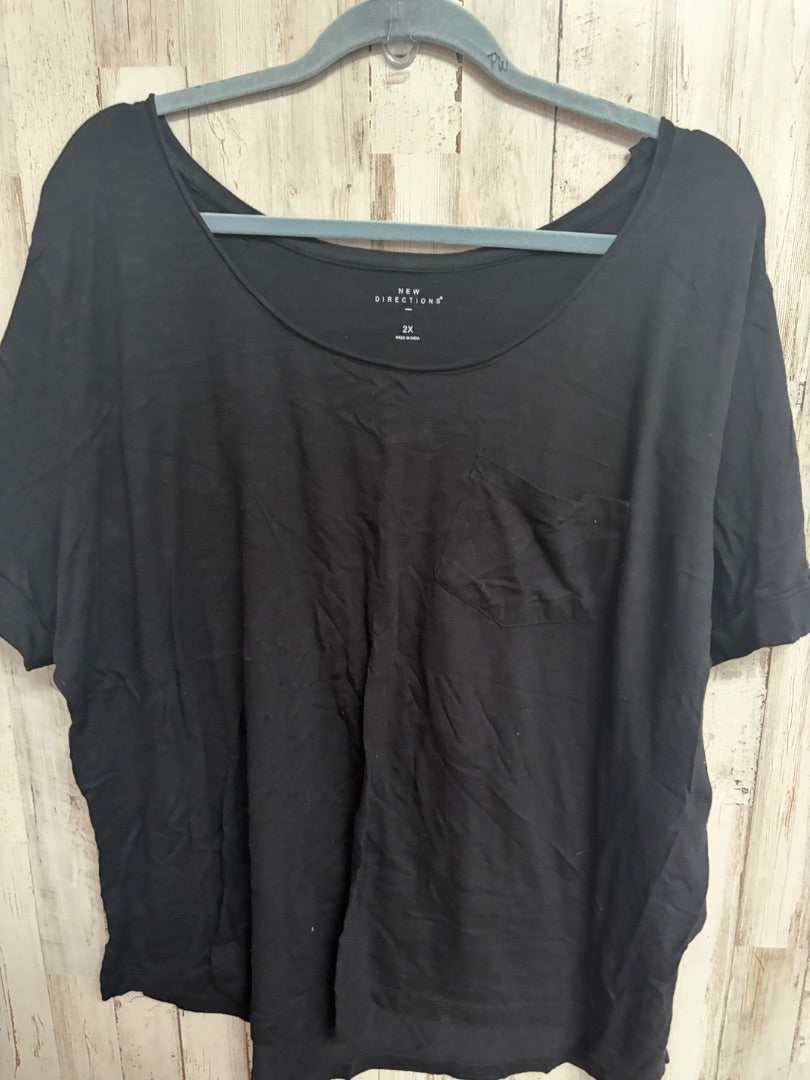 BLACK NEW DIRECTIONS POCKET SCOOP NECK TOP, LADIES 2X