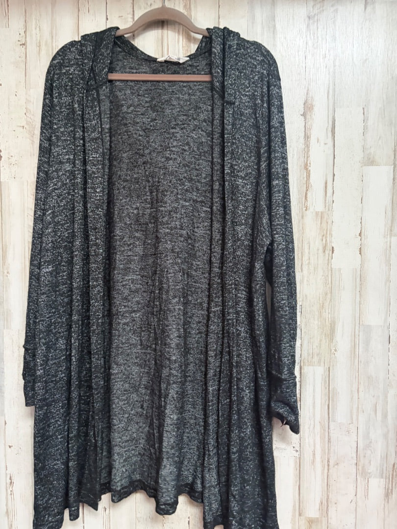 BLACK FAVORITE HOODED CARDIGAN, LADIES 2X