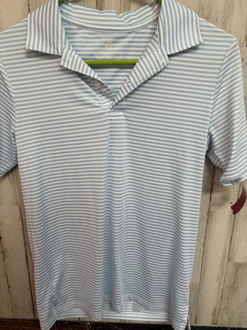 LIGHT BLUE/WHITE CLASS CLUB STRIPE DRY FIT POLO, BOY 14/16