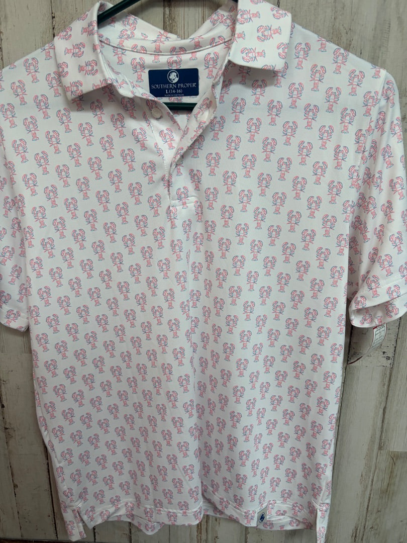 WHITE CRAWFISH DRY FIT POLO, BOY 14/16