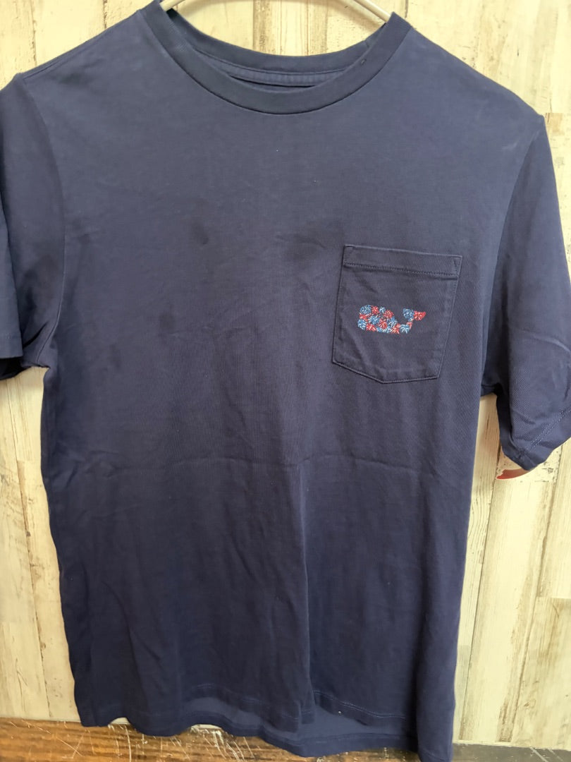 NAVY FIREWORK LOGO POCKET TEE, BOY 16