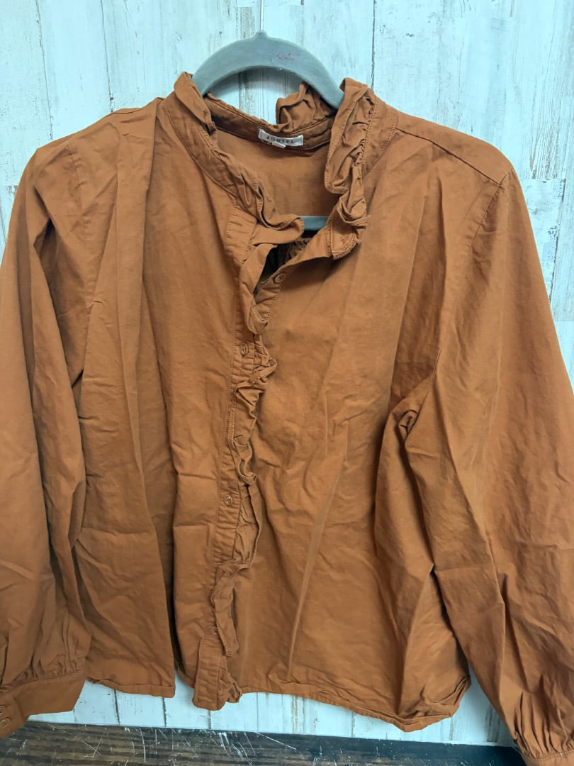 CAMEL JODIFL RUFFLE TRIM BUTTON UP, LADIES L