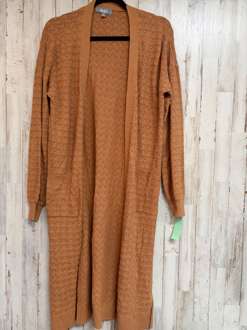 CAMEL MARLED LONG KNIT CARDIGAN, LADIES L