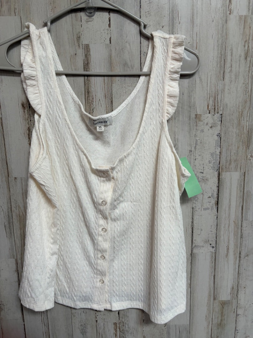 IVORY FRANCESCAS RIBBED STRIPE BUTTON TANK, LADIES XL