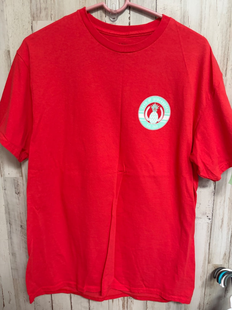 RED LOVE & PINEAPPLES SUNSET CHASER TEE, LADIES L