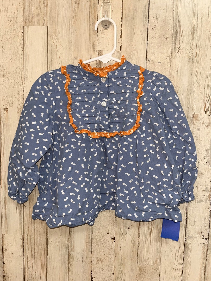 BLUE BISBY FLORAL BUTTON TOP, GIRL 4T