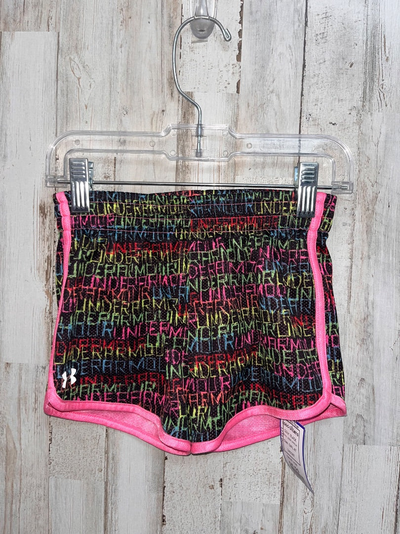 BLACK UNDER ARMOUR LOGO SHORTS, GIRL 4T