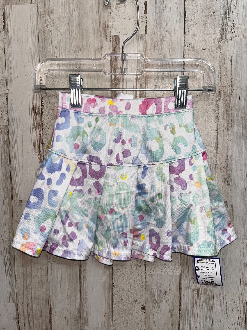 WHITE AZHARIA CHEETAH DRY FIT PLEATED SKORT, GIRL 4T