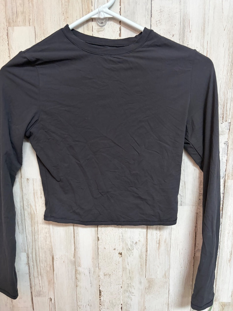 BLACK INLYRIC FITTED SOFT LONG SLEEVE CROP, LADIES S