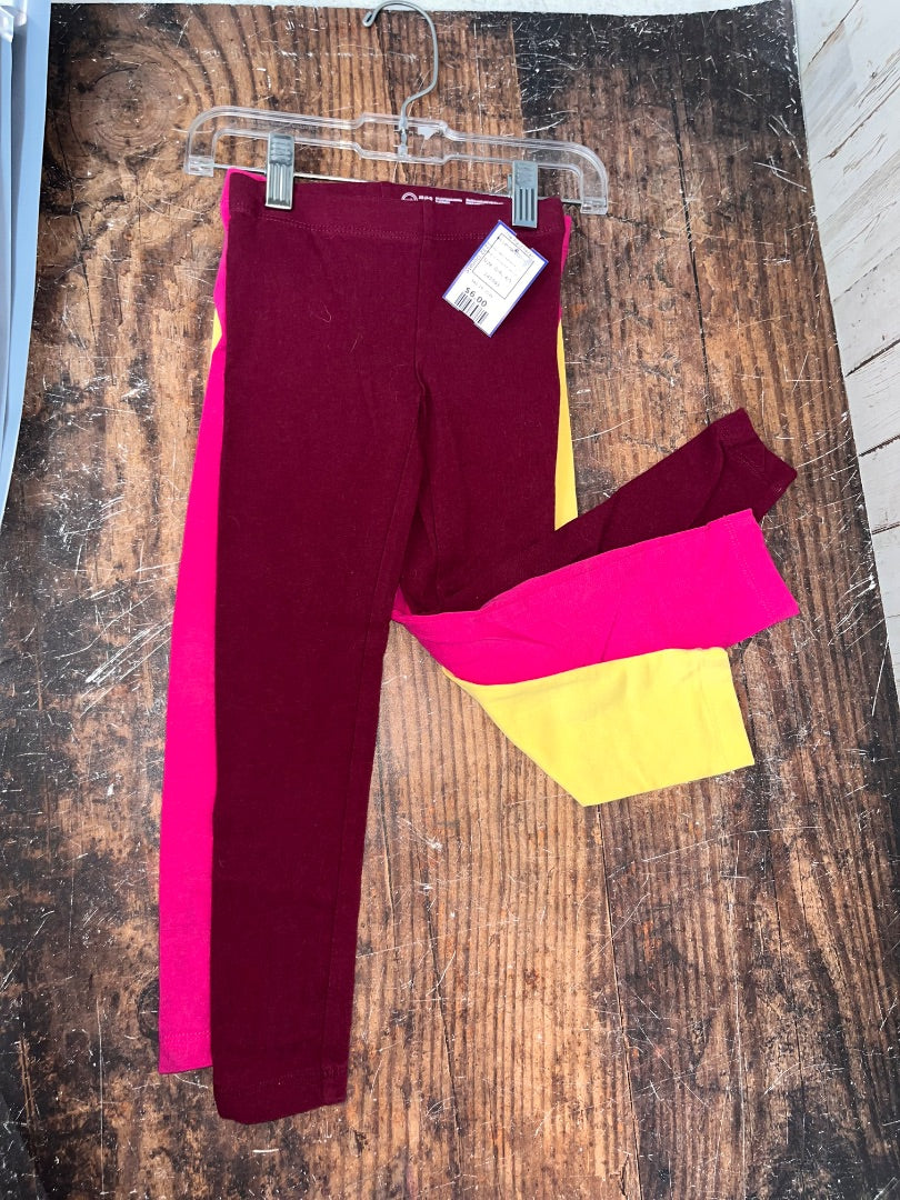MAROON/PINK/YELLOW WONDER NATION 3PC COTTON LEGGINGS, GIRL 4/5