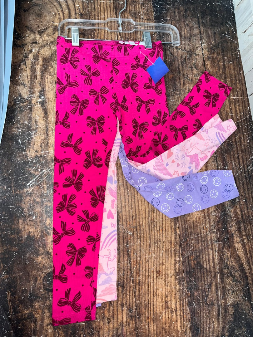 FUCHSIA/PINK/PURPLE WONDER NATION 3PC PRINTED LEGGINGS SET, GIRL 4/5