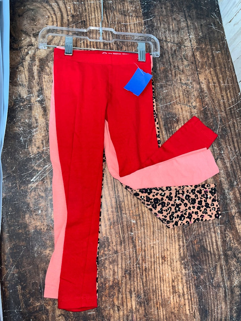 RED/PINK/LEOPARD WONDER NATION 3PC COTTON LEGGINGS SET, GIRL 4/5