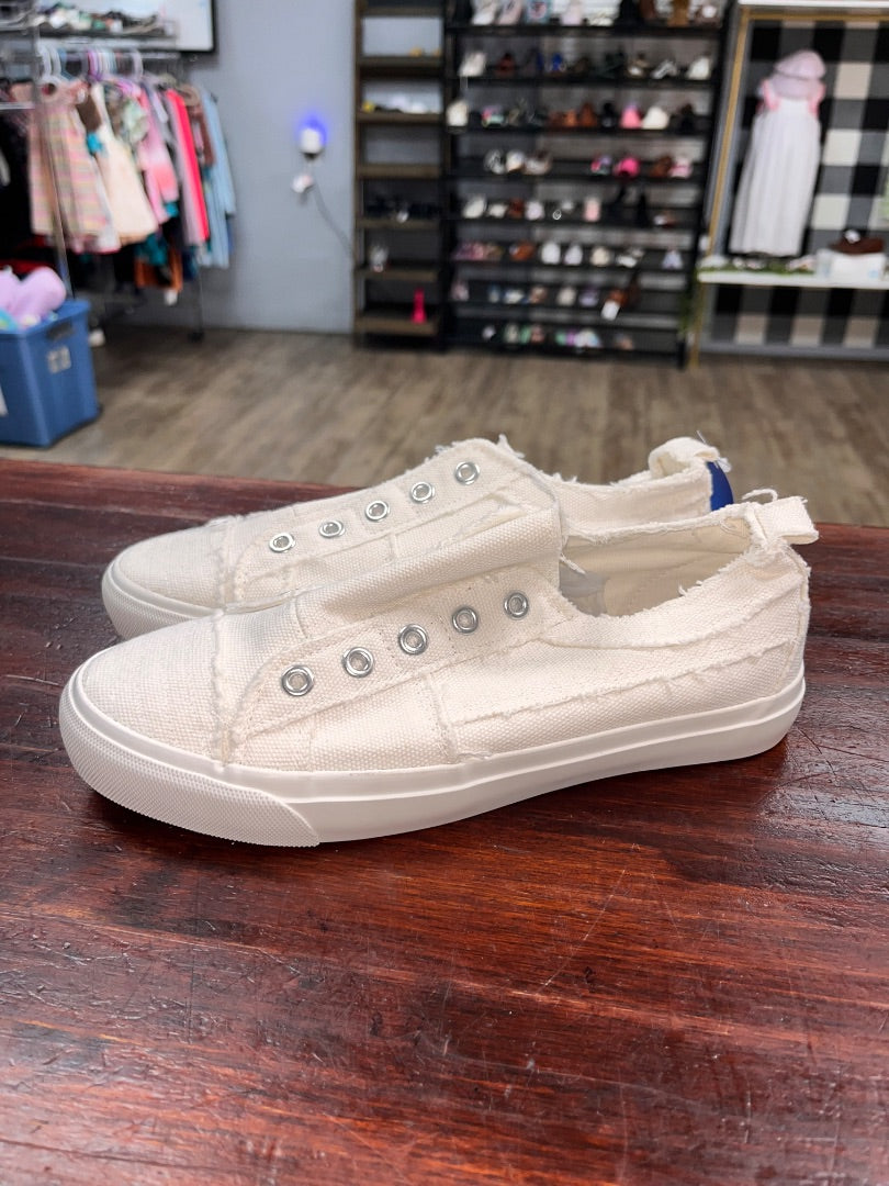 WHITE CORKYS NEW RAW EDGE SLIP ON SNEAKERS, SHOES A6