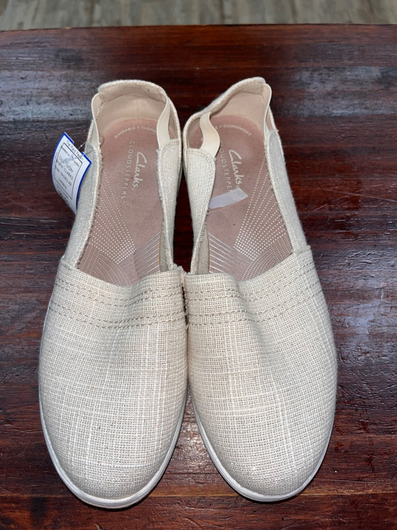IVORY CLARKS SHIMMER SLIP ON SHOES, SHOES A9
